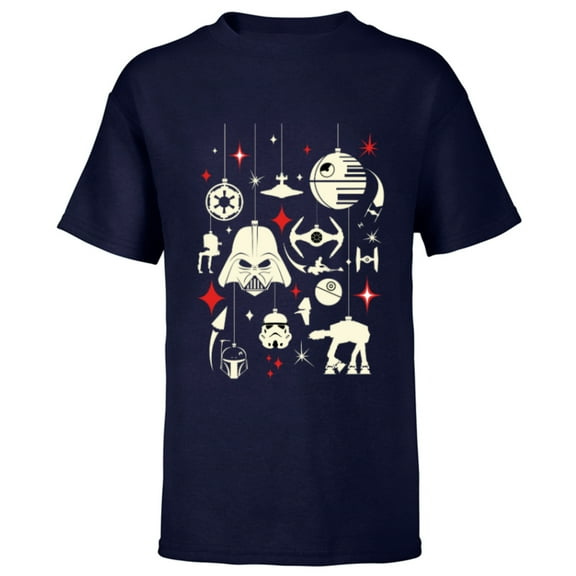 Star Wars Galactic Empire Ornaments Holiday - Short Sleeve T-Shirt for Kids -Customized-Navy