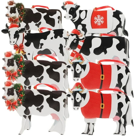 

NUOLUX 8pcs DIY Cow Pendants Xmas Tree Pendants Christmas Party Hanging Ornaments