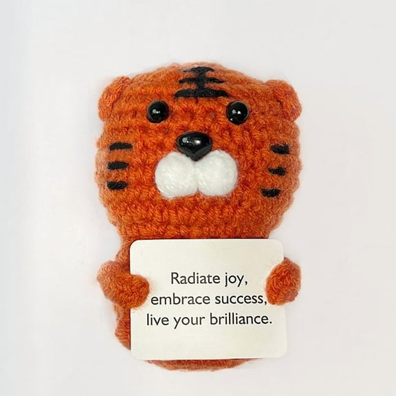 Handmade Positive Crochet Tiger Gift, Emotional Support Nuggets, Handmade Positive Crochet Animal, Encouragement Ornament, Emotional Support Crochet, Cheer up Decor for Birthday
