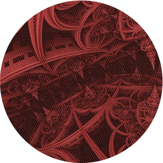Ahgly Company Machine Washable Indoor Round Transitional Maroon Red Area Rugs, 6' Round