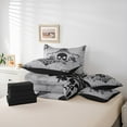 thumbnail image 6 of Manfei Spooky Skeleton Skull Twin Bedding Sets 7-Piece, Damask Flower Print Bedding Comforter Set, Vintage Western Bohemian Reversible Sheet Sets, Microfiber Bedroom Decor, 6 of 8