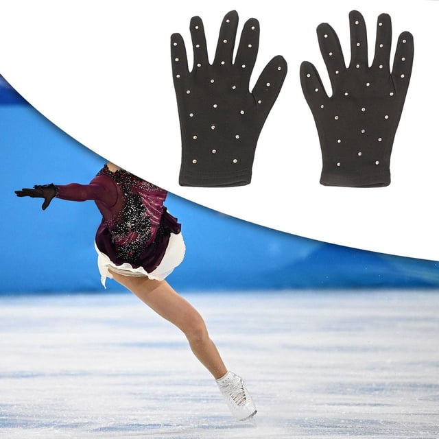 Guantes de competición de patinaje artístico Guantes de patinaje artístico sobre hielo Cómodos, portátiles, modernos y versátiles, guantes de invierno M Negro