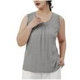 thumbnail image 2 of Antinious Pajama Tank Tops for Women Solid Crew Neck Sleeveless Tank Top With ,Holiday!Sleep Shirts for Women,Women Tops Casual,Dark Gray,Free Size, 2 of 5