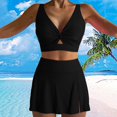 thumbnail image 2 of MSJUHEG Ruffle Cutout Swimdress,Bathing Suit with Skirt,Plus Size Swim Dress,Swim Dress,Skirted Swimsuits for Women,Swimsuits for Women with Skirt,Tie Knot Skirt Bathing Suit Black XL, 2 of 4