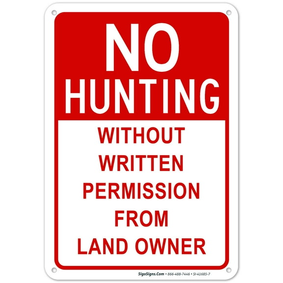No Hunting Without Written Permission Sign,