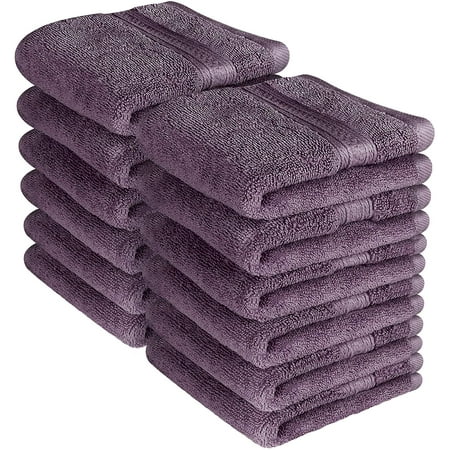 Face Large Cloth (Beauty Threadz Premium 700 GSM Washcloths Towels Set (12 Pack, Plum, 12 x 12 Inches) Multi-purpose Extra Soft Fingertip Towels, Highly Absorbent Face Cloths, Machine Washable Sport, and Workout)