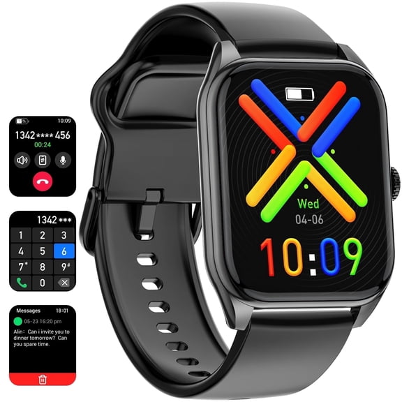 3CLOUDGE Smart Watch for Men and Women, 1.9-inch fits for Android and Iphone Devices, with Answer/Make Calls/100 Sports Modes, Fitness Tracker Watch (Black)