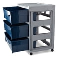 thumbnail image 2 of Your Zone Rolling Three-Drawer Kids Organizer Cart, Soft Silver/Turquoise, 2 of 3