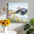 thumbnail image 3 of Flying Heron Canvas Wall Art for Living Room, Rustic Country Flower Plant Bird Grass Texture Blue Sky Wall Decor Framed Artwork Pictures Ready to Hang for Bedroom Office Home Decor, 3 of 9