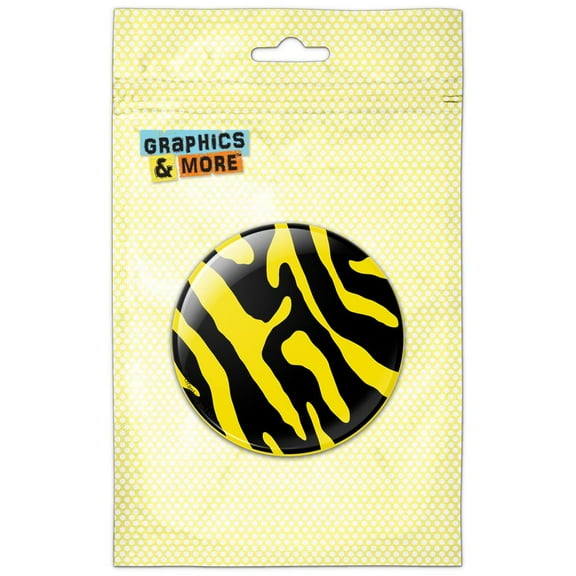 Zebra Print Black Yellow Pinback Button Pin Badge
