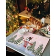 thumbnail image 2 of Christmas Placemats Set of 4 Winter Xmas Snowman Pine Tree Snowflakes Pink Heat Insulation Washable Place Mats, Rustic Non-Slip Table Mats for Dining Table Party Kitchen Decor,13x19 Inch, 2 of 4