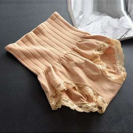

QWERTYU Womens Breathable Lace Briefs High Waist Tummy Control Underwear Comfort Soft Panties Khaki One size