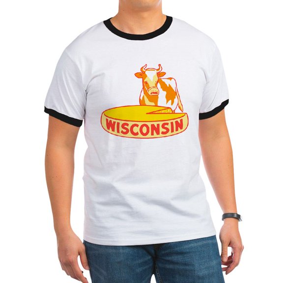 CafePress - Vintage Wisconsin Cheese T Shirt - 100% Cotton Ringed T-Shirt
