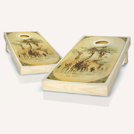 Skip s Garage Giraffe Solid Wood Cornhole Board Set