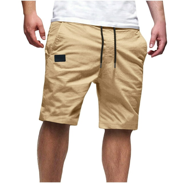 Diufon Drawstring Cargo Shorts for Mens Spring Summer Casual Elastic Waist Outdoor Hiking Sport Shorts with Pockets