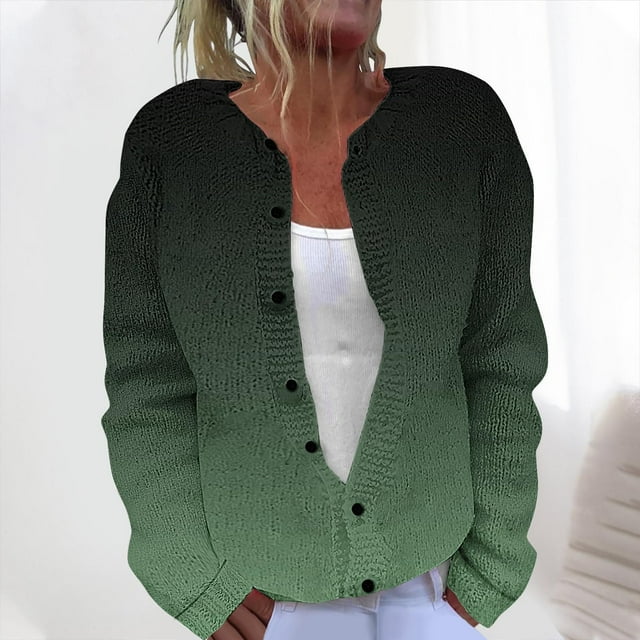 LOVZFMLL Cardigan pour Femmes Cardigan Décontracté Imprimé en Tricot pour Dames avec Veste Boutonnée et Haut