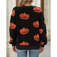 thumbnail image 5 of Sweaters for Women Halloween Day Pumpkin Printed Pullover Sweaters Warm Fuzzy Fleece Crewneck Sweaters Shermie, 5 of 6