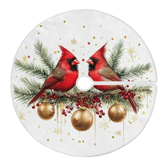 Ryvnso Christmas Tree Skirt Cardinal Golden Christmas Xmas Tree Skirts Ornament Home Decorations 35.4"
