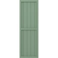 thumbnail image 4 of Ekena Millwork 17 1/2"W x 39"H Americraft Five Board Exterior Real Wood Two Equal Panel Framed Board-n-Batten Shutters (Per Pair), Track Green, 4 of 9