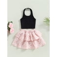 thumbnail image 3 of Toddler Girl 2PCS Summer Skirt Outfits Kids Sleeveless Halter Tank Tops Flower Skirts Set, 3 of 7