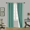 thumbnail image 1 of (#86) Hotel Quality Grommet Top, Jacquard 1 Panel Teal Solid Thermal Foam Lined Blackout Heavy Thick Window Curtain Drapes Bronze Grommets 63" Length, 1 of 2