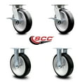 thumbnail image 2 of 8 Inch Kingpinless Rubber on Aluminum Wheel Caster Set 2 Brakes 2 Rigid SCC, 2 of 2