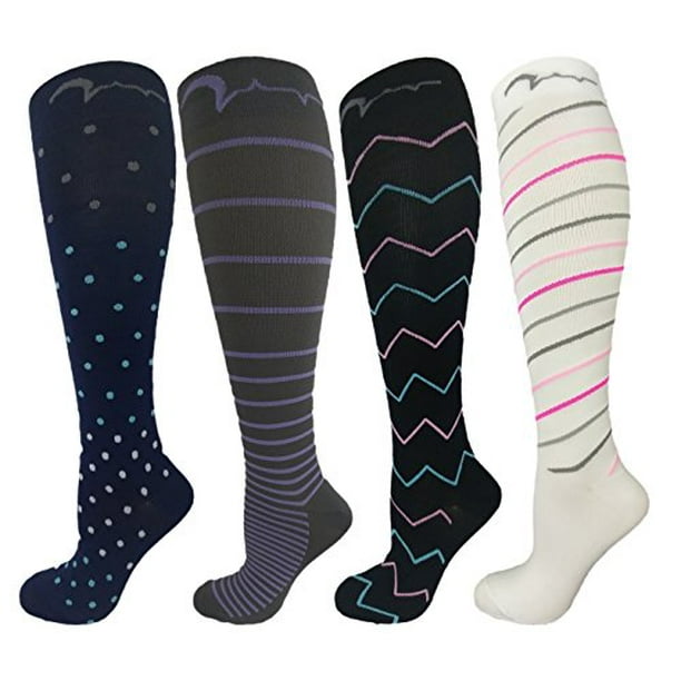 4 Pair Large/X-Large Colorful Compression Sock (Fits Large Calves ...