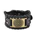 thumbnail image 3 of Shop LC Set of 2 Black Color Genuine Leather Dualtone Adjustable Bracelet Jewelry Gift, 3 of 10