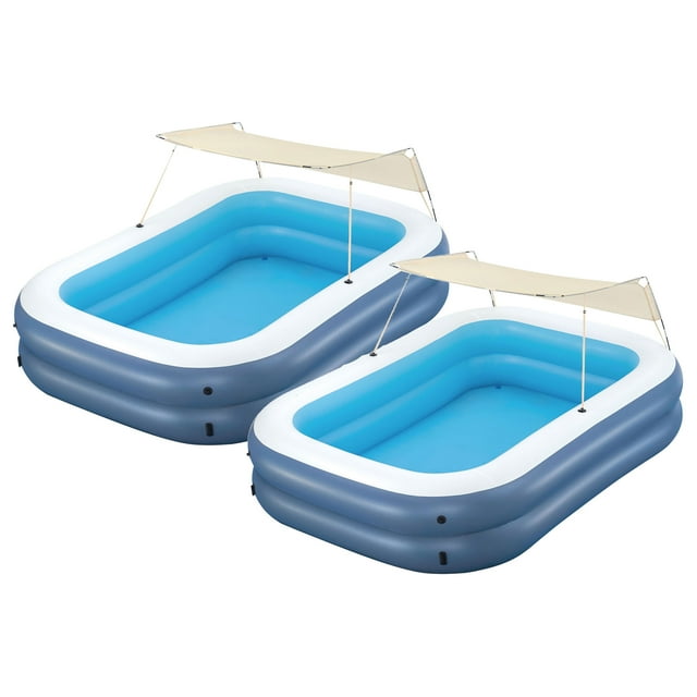 H2OGO! Piscine Familiale Gonflable d'Été 8 Pieds 4 Pouces x 70 Pouces, Lot de 2