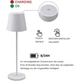 thumbnail image 4 of Lámpara de mesa LED regulable para interior y exterior, recargable, con funcionamiento a batería, IP54, luz blanca cálida, 240 lm, concentrador de carga USB, 4 of 7