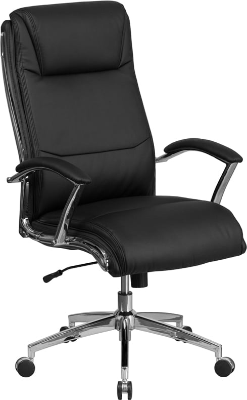 High Back Designer Black Leather Executive Swivel Chair with Chrome Base and ... 