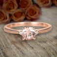 thumbnail image 2 of Trilogy Three Stone 1.10 carat Real Morganite and Man made diamond moissanite Engagement Ring Sterling Silver with 18k Gold Plating, 2 of 5