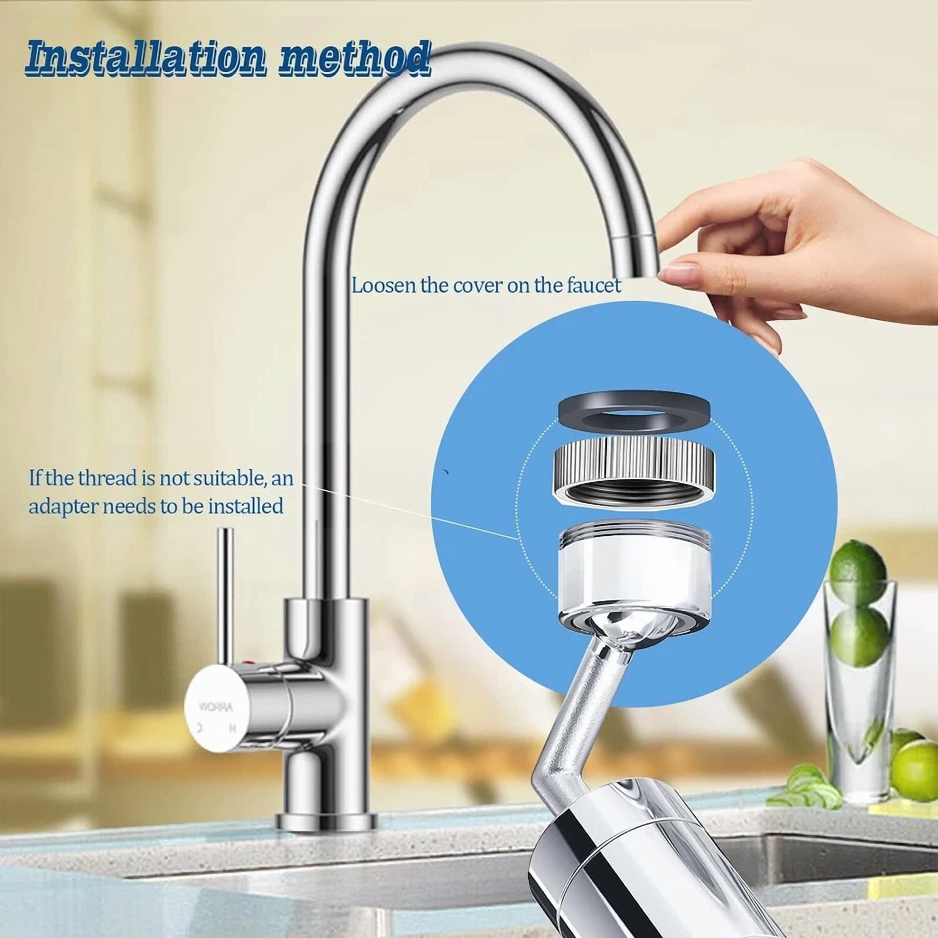 CIRCLE- 360° Swivel Kitchen Faucet Sink Aerator 1.8 Gpm Big Angle Rotate Spray Aerator
