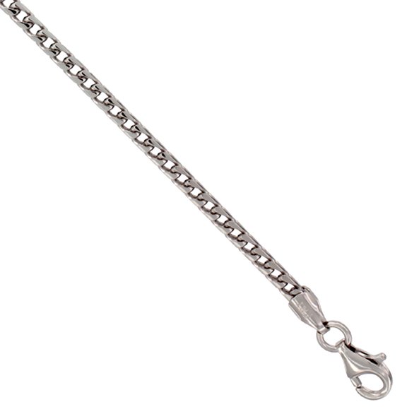925 Sterling Silver Italian Rhodium Finish Franco Chain Link Necklace 2.4mm