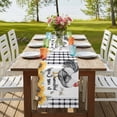 thumbnail image 4 of Vintage Rooster 120 Inch Table Runner, Sunflower Checkered Watercolor Animals Farmhouse Dresser Scarf Cotton & Linen Tablerunner for Dining/Kitchen Island/Holiday Party Décor 13" x 120", 4 of 9