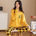 thumbnail image 4 of Women‘s Pajamas Sets Cartoon Pyjamas Plaid Loungewear Summer Autumn Cute Sleepwear Casual Pijamas Mujer 2 Piece Pjs Homewear, 4 of 7