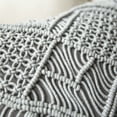 thumbnail image 4 of Phantoscope 100% Cotton Handmade Crochet Woven Boho with Tassels Series Half Covered Throw Pillow, 18" x 18", Gray, 1 Pack, 4 of 7