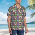 thumbnail image 5 of Balery Daisies Flowers Print Men's Hawaiian Shirts Short Sleeve Beach Shirt Relaxed Fit Vacation Button Down Shirts-Small, 5 of 8