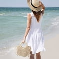 thumbnail image 4 of Women's straw crossbody bag Summer beach woven shoulder bag Vine woven women's handbag-Off white, 4 of 5