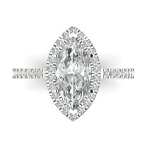 Halo Engagement Ring for Women - 2.38ct Moissanite in 18K White Gold Promise Ring