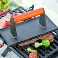 thumbnail image 5 of Sungmor Cast Iron Grill Press, 8.7" x 4.3" Rectangle Burger Press Bacon Smasher with Wood Handle, 5 of 7