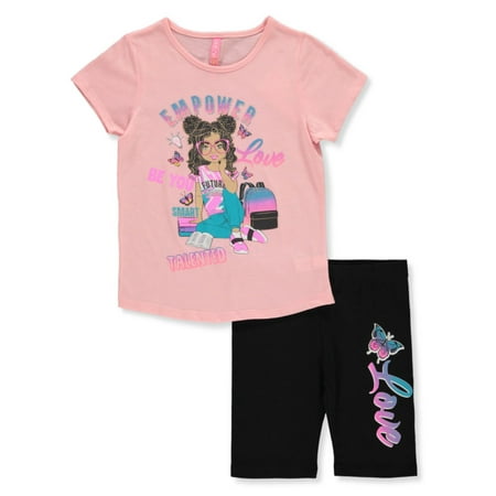 

Dreamstar Girls 2-Piece Bike Shorts Set Outfit - pink 2t (Toddler)