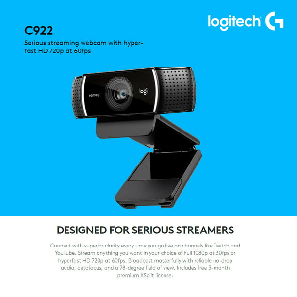 Logitech C922 1080P HD Webcam Streaming Chat Remote Windows Android - Walmart.com