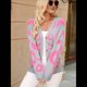 thumbnail image 5 of Cárdigan con Estampado de Leopardo para Mujer, Cuello en V, Larga, Bloque de Color, Suéter con Botones, Prenda Exterior Gris L, 5 of 10