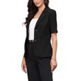 thumbnail image 4 of INSPIRE CHIC Blazer for Women's Short Sleeve Lapel Open Front Business Work Casual Suit Jackets with Pockets M Black, 4 of 6