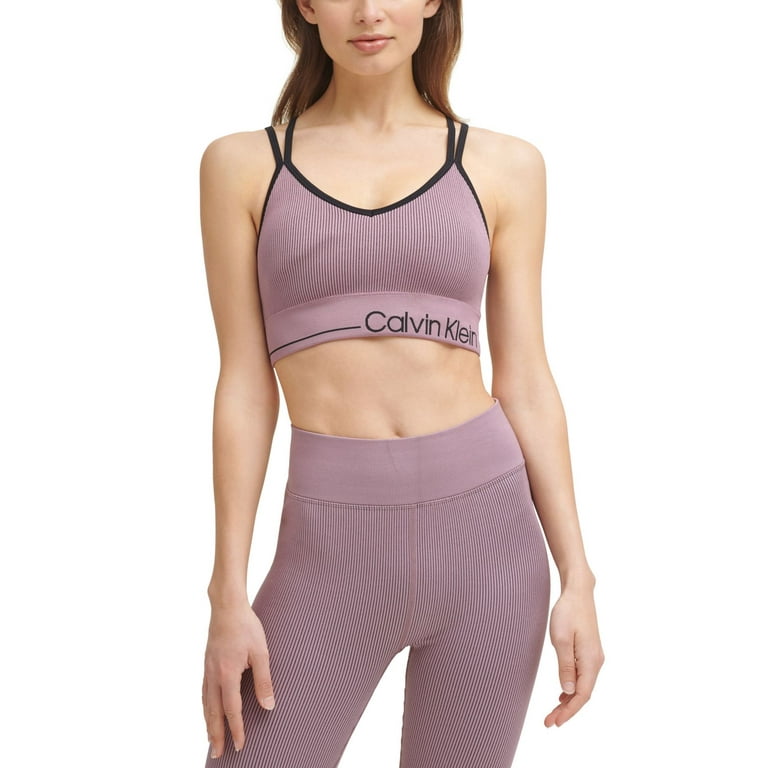 Calvin Klein Performance Strappy-Back Low-Impact Sports Bra (Purple, L)