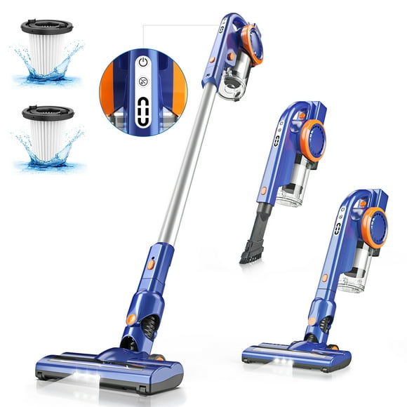 ORFELD Aspirateur Sans Fil, 35KPa Stick Vacuums Nouveau pour Poils d'Animaux Tapis, 60 Minutes d'Autonomie, Bleu