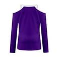 thumbnail image 4 of Aayomet Long Sleeve Crop Tops For Women Women's Crew Neck Ruffle Lantern Sleeve Causal Tunic Shirts Tops Blouse with Smocked Cuffs,Purple XL, 4 of 4
