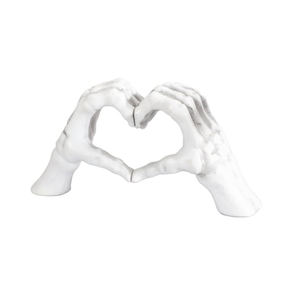 Sculpture Skeleton Hand Heart Gesture Decor 5 Inch Gothic Figurine for Home Halloween and Spooky Valentines Display