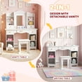 thumbnail image 6 of TLSUNNY Kids Vanity Set with Lights, Princess Makeup Dressing Vanity Desk W/ Bookshelf, Storage Cabinet & Shelves, Gift for Little Girls, 6 of 12